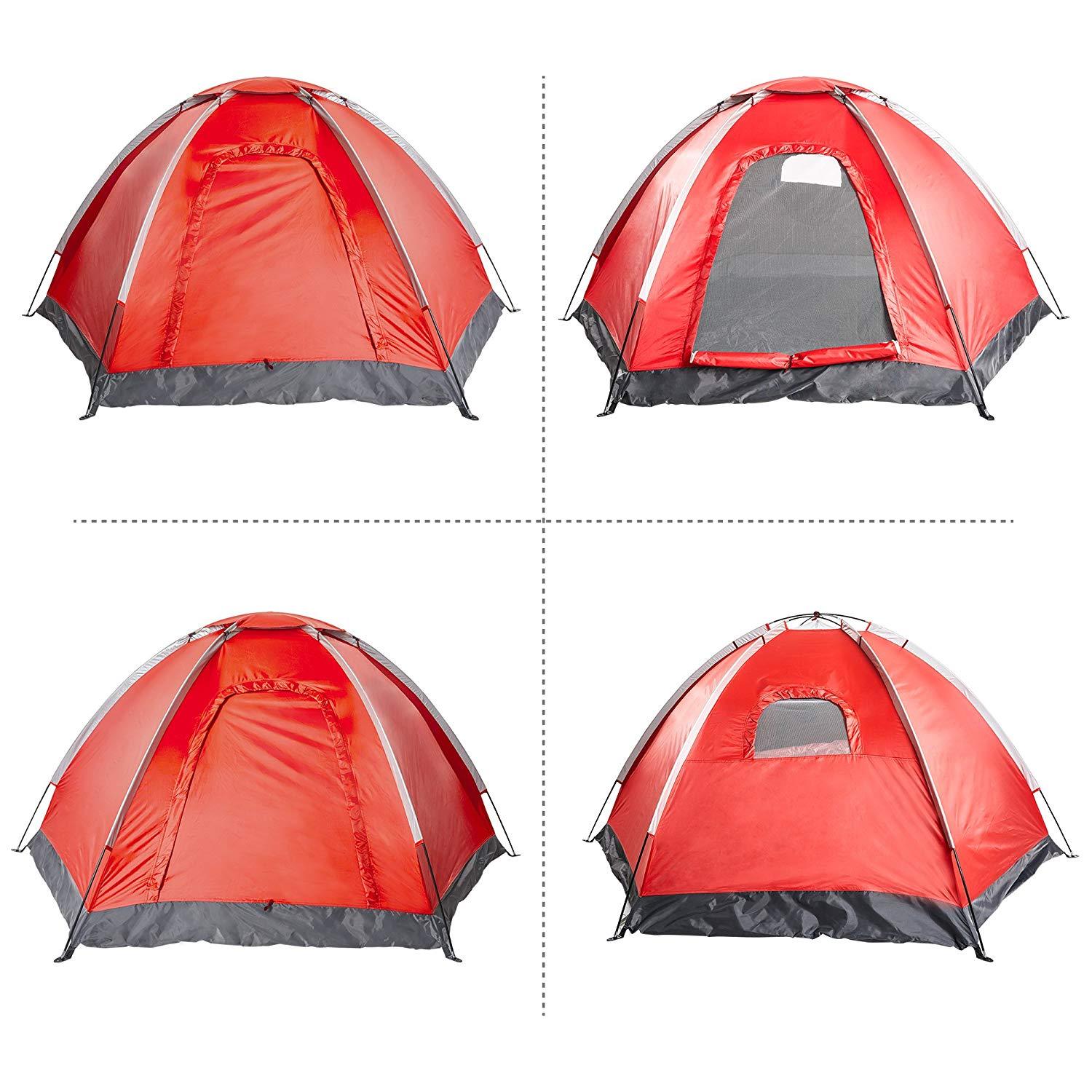 Bosonshop 2-3 Person Tent with Carry Bag Waterproof Moisture-proof, Red