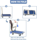 Folding Platform Cart Heavy Duty Hand Truck Moving Push Flatbed Dolly Cart for Warehouse Home Office, 660 lbs Weight Capacity - Bosonshop