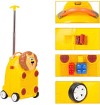 Toddler Suitcase, Kids Hard Case Shell Rolling Carry On Luggage with Blocks, Lion - Bosonshop