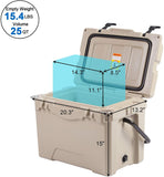 Portable Coolers, Keep Ice Up to 5 Days, Rotomolded Insulation Ice Chest for Camping, Fishing, Hunting, BBQs & Outdoor Activities, 25QT - Bosonshop