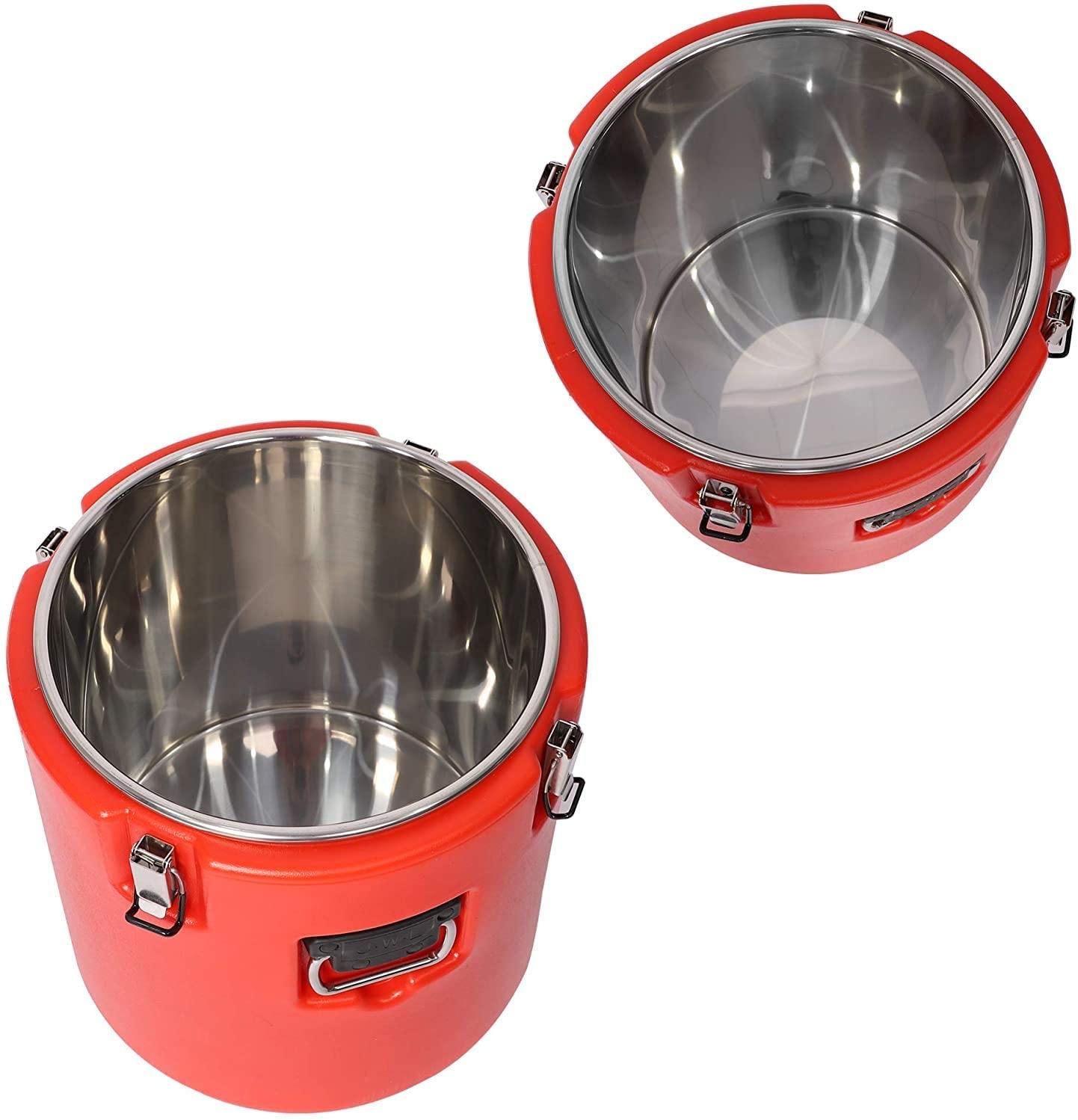 Commercial 30L Large Food Warmers Bucket Double Stainless, Keep Food Cold Hot Constant Temperature for Restaurant,Party Meal (Red) - Bosonshop