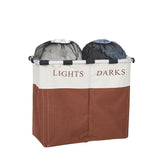 Bosonshop Double Laundry Hampers with Aluminum Frame 2 Sections Laundry Basket Light and Dark