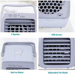 Portable USB Personal Mini Air Conditioner Fan, 3 Speeds, Quiet, Adjustable Vane, Ice Water Tank - Bosonshop
