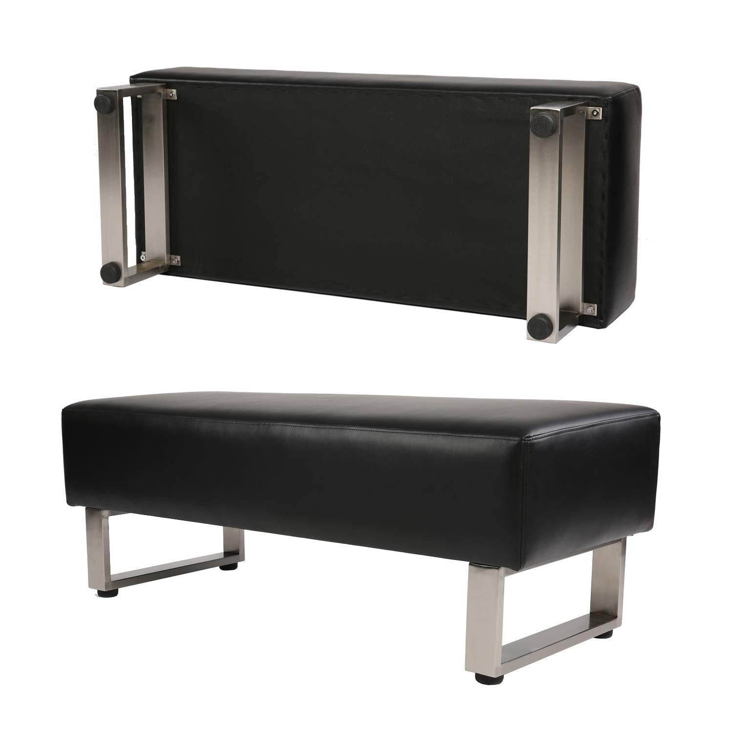 Bosonshop Modern PU Leather Dining Room Bench Upholstered Padded Seat, Black