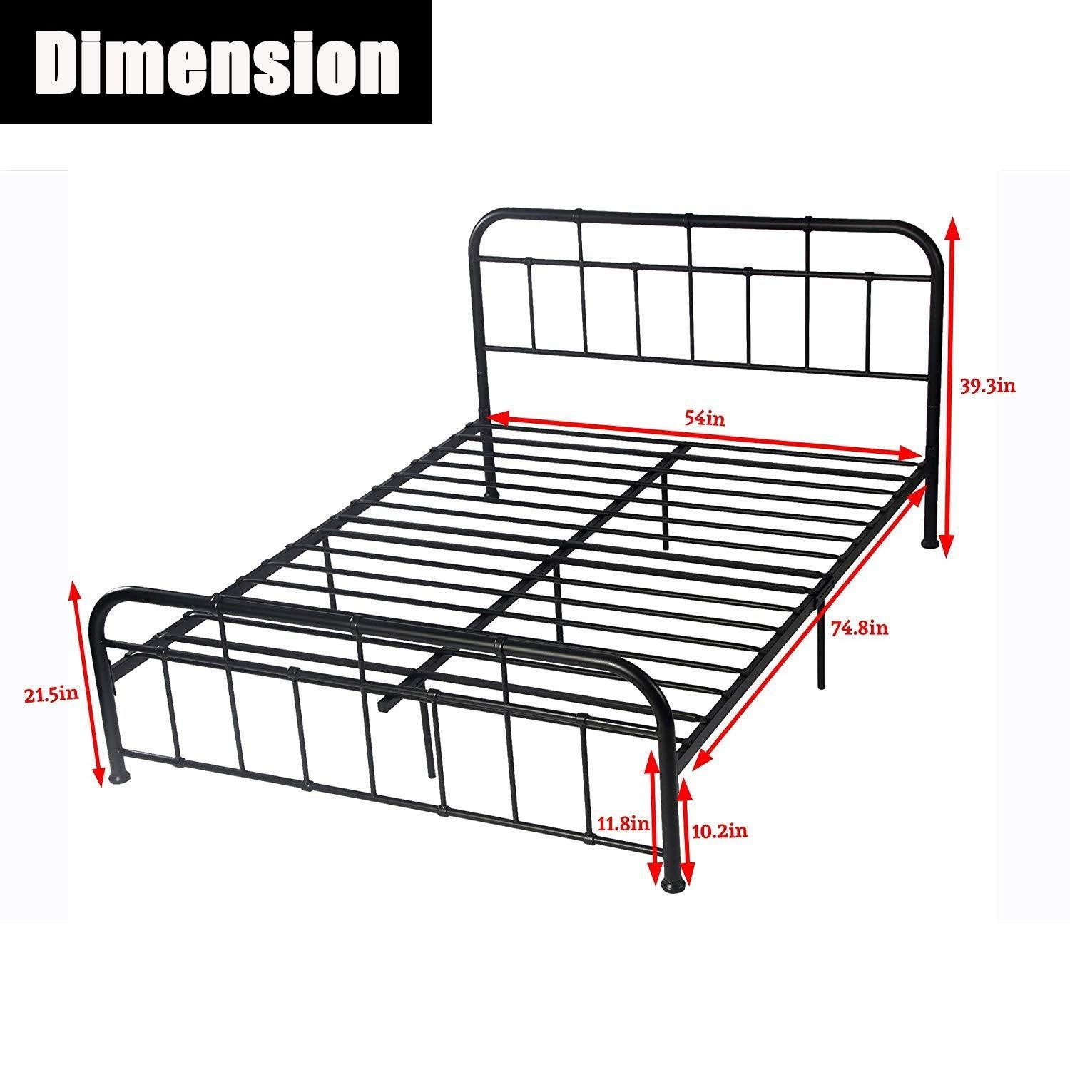 Bosonshop Mordern Full Size Platform Bed with Frame, Black, 12inch