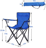 Portable Camping Chairs with Carry Bag and Cup Holder Folding Quad Chair Blue - Bosonshop