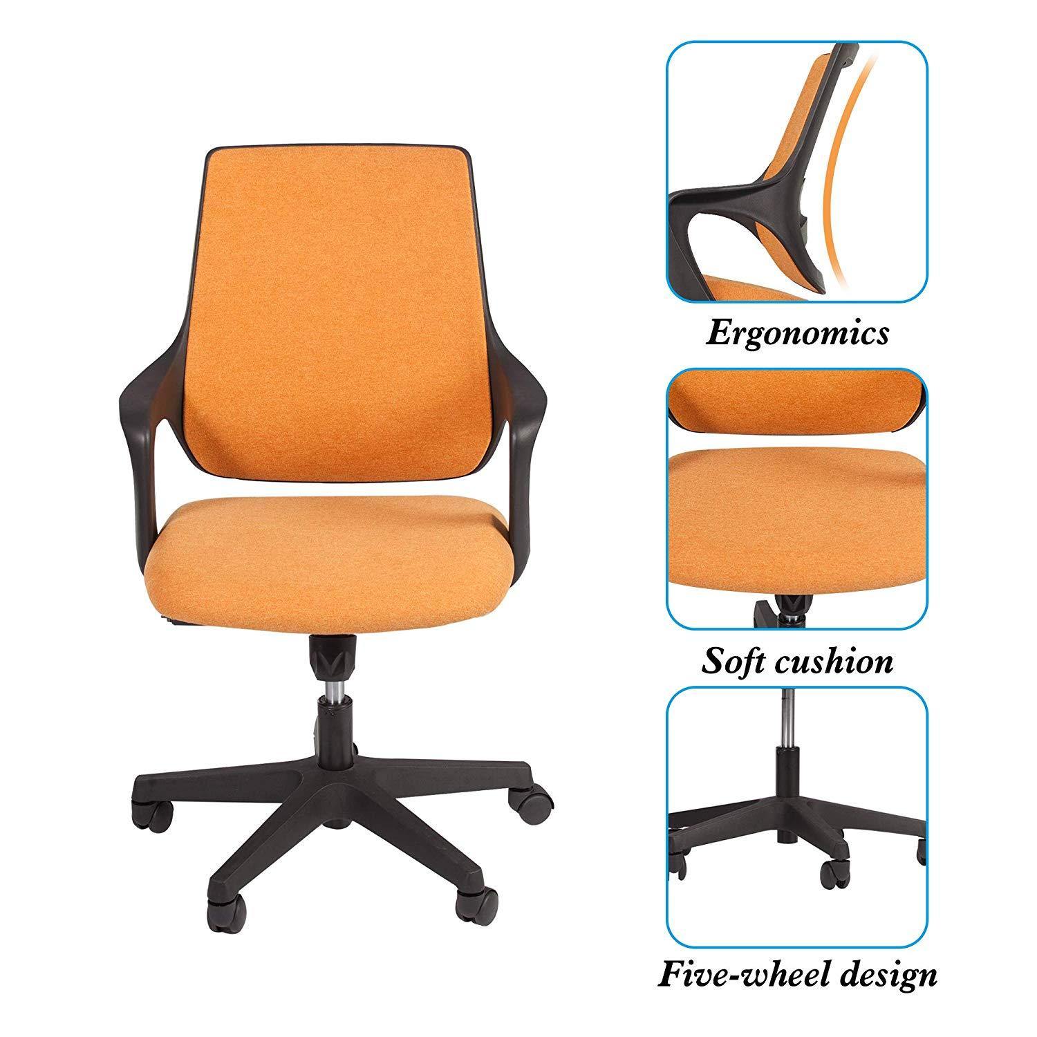 Bosonshop Mid Back Swivel Chair Swivel Office Desk Chair with Arm Office and Computer Chair,Orange and Black