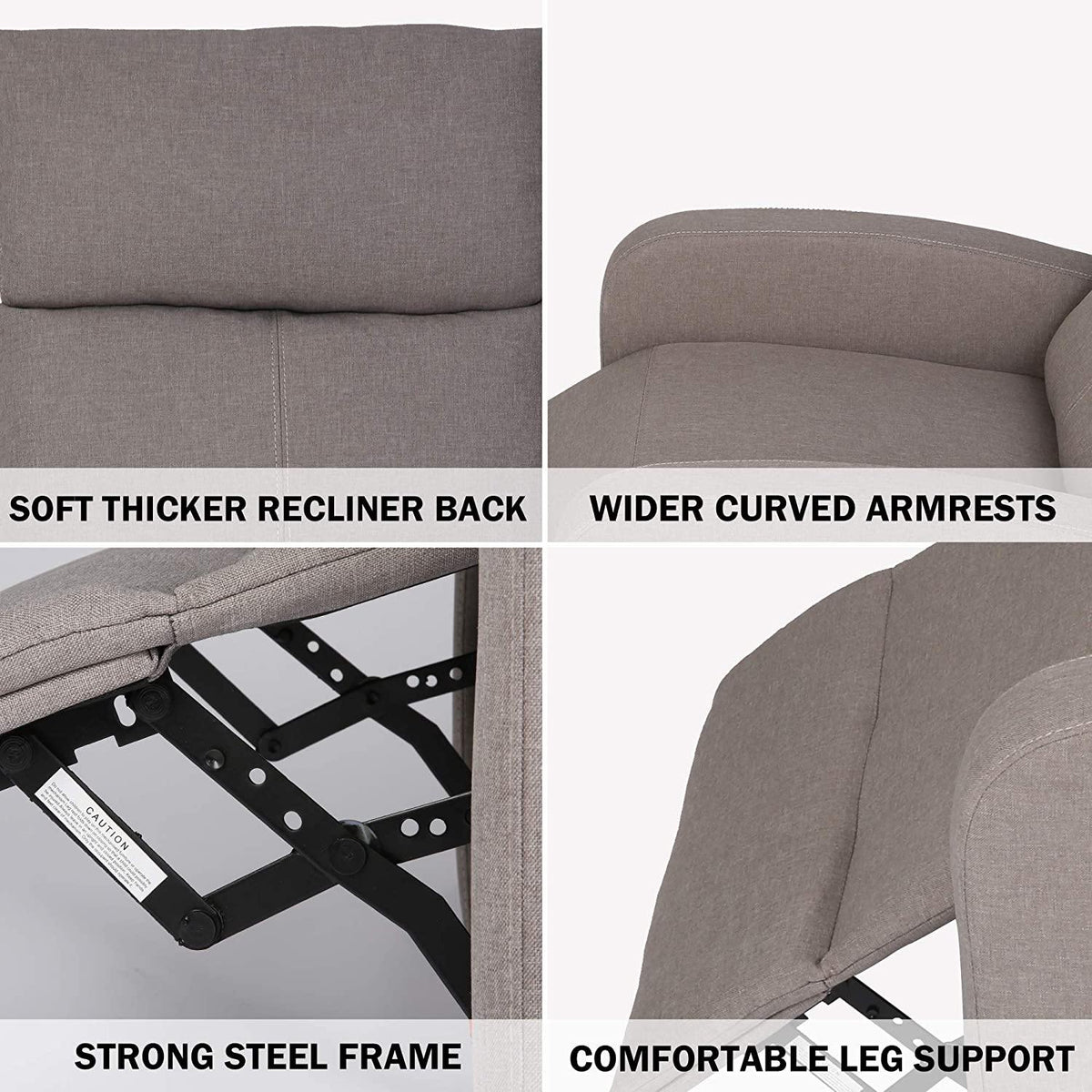 Fabric Recliner Chair Adjustable Single Sofa Home Theater Seating Recl