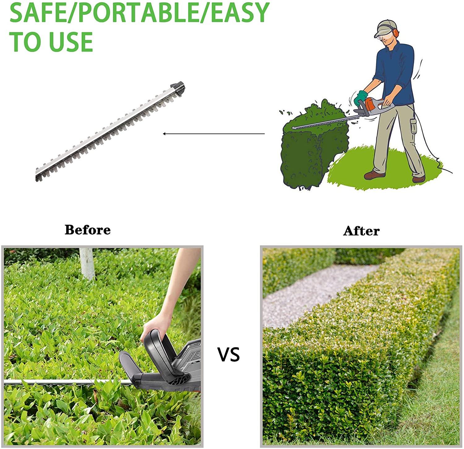 23 Inch Cordless Hedge Trimmer YL-580E 20V Electric Garden Tool - Bosonshop