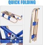 Sled Wooden Foldable For Kids And Adult Outdoor Play With A Pulling Rope 42 inch Weight Capacity, 220lbs