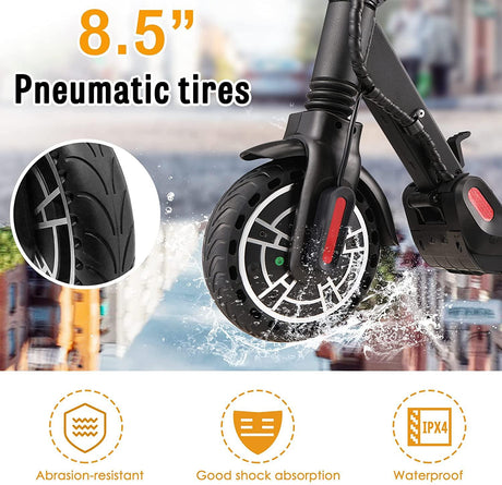 Electric Scooter for Adults LED Display Headlight 350W Motor /19 MPH 3 Level Adjustable Speeds, Black - Bosonshop