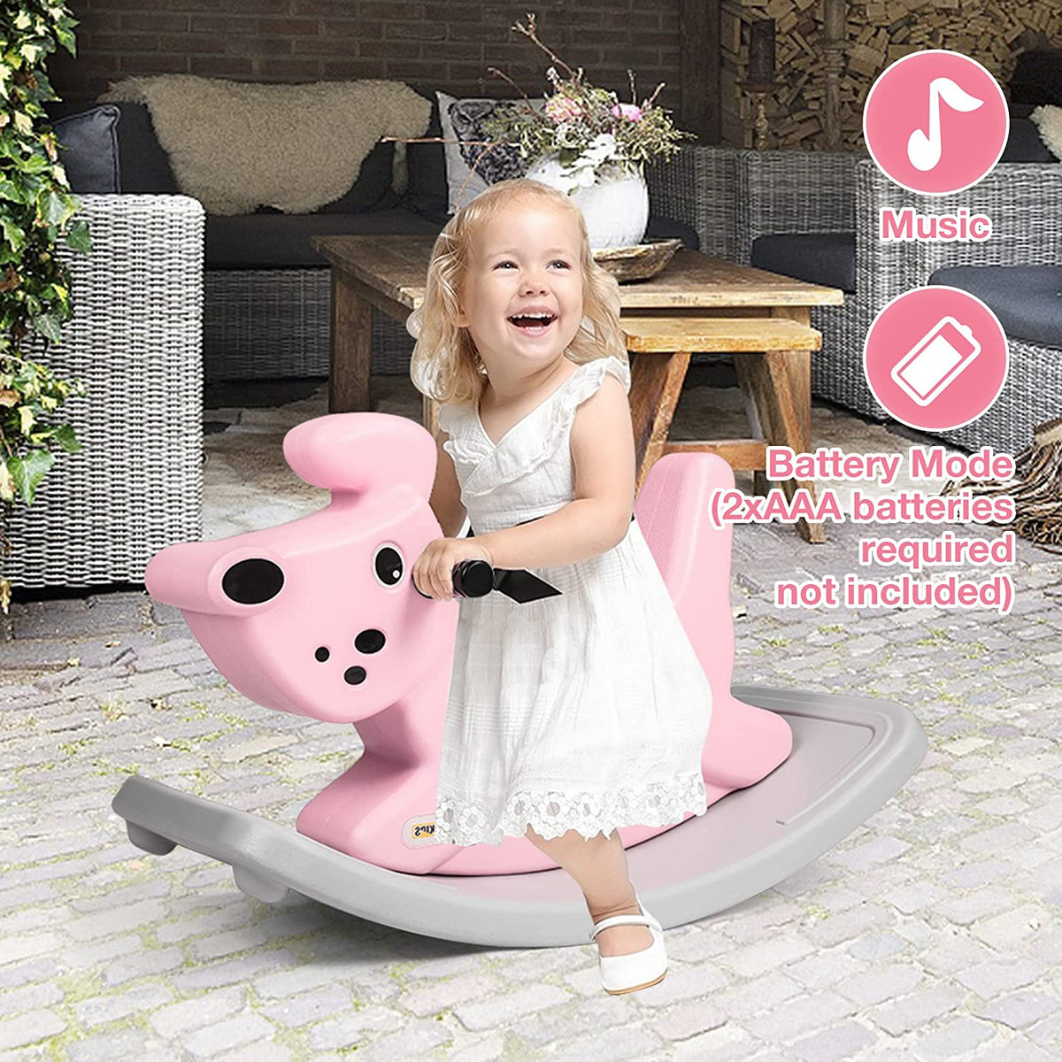 Rocking Horse Outdoor Rocking Toy with Music for Toddler Baby Kids Ages ...