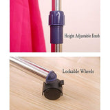 Bosonshop Clothes Rack Adjustabale Single Garment Rack With Shelves With Wheels Black
