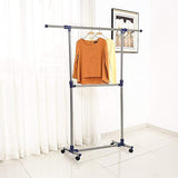 Bosonshop Single Rail Adjustable Clothes rack Lightweight Sturdy Hanging Garment Rack With Wheels