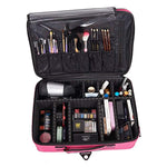 Bosonshop Backpack Portable Travel Makeup Case Cosmetic Organizer Bag Mini Makeup Train Case Pink