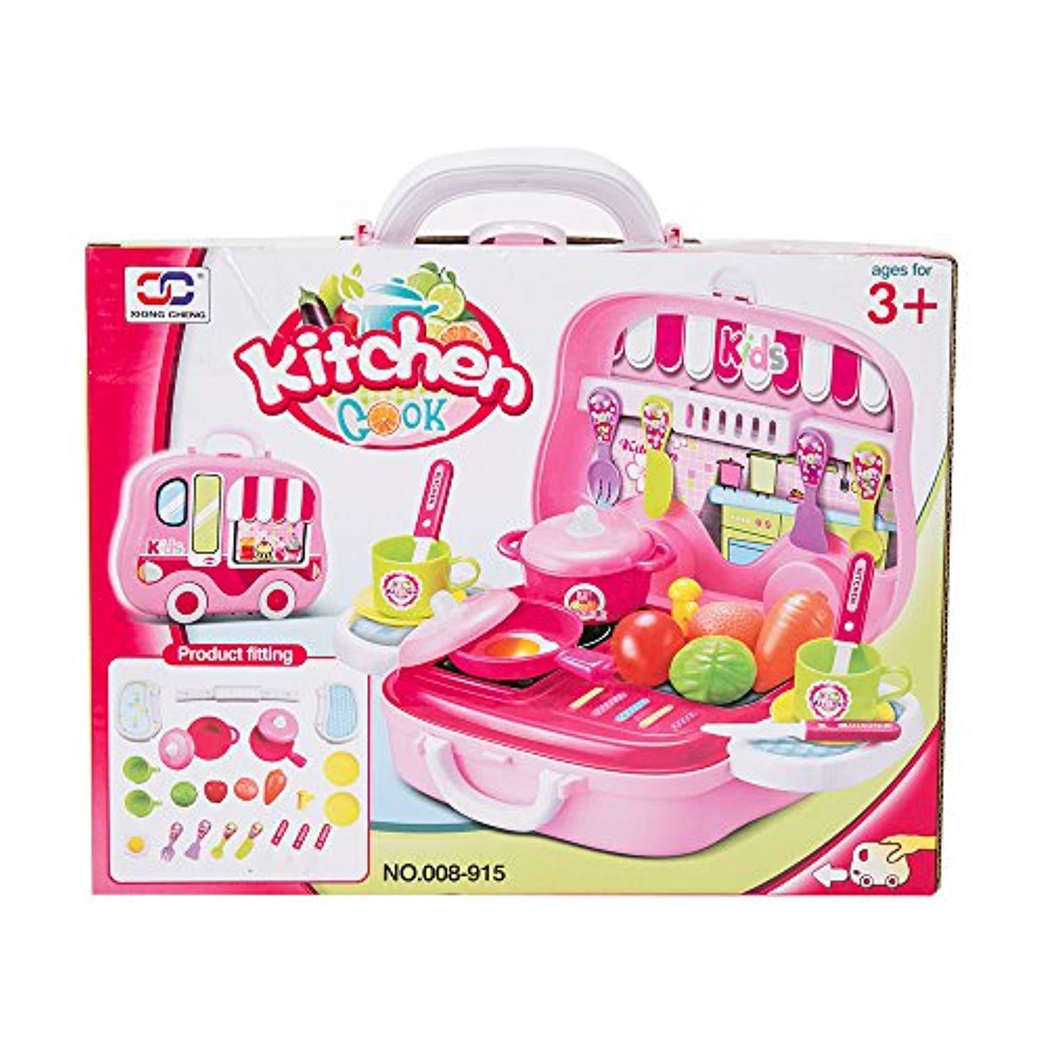 Bosonshop Plastics Pretend Play Kitchen Food Kit with Stove and Vegetables