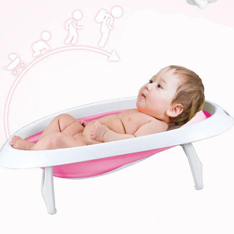 Bosonshop Contracted and Comfortable Collapsible Baby Bath Tub,Pink