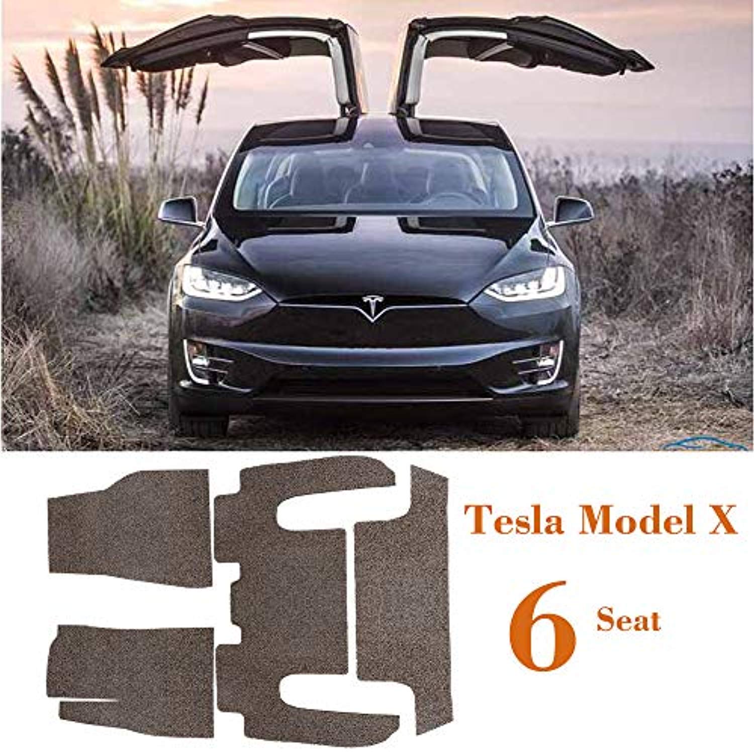 Bosonshop Tesla Model X-6 Seat Floor Mats Set, All Weather, Gray