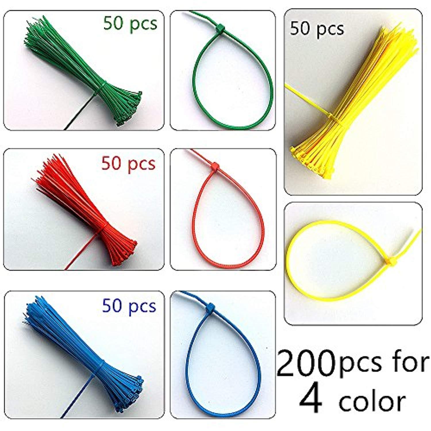 Bosonshop 650 pc Nylon Zip Ties Cable Wire Ties Adjustable Self-Locking Multi-Color for Home, Outdoor, Office