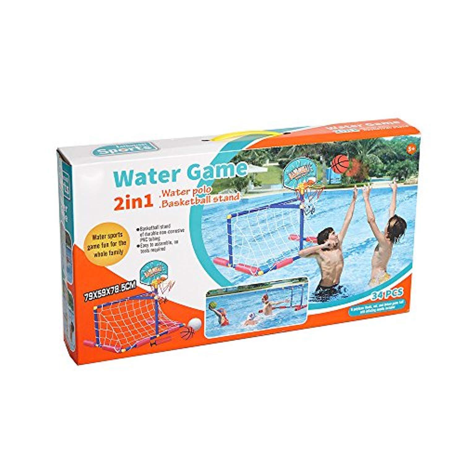 Bosonshop 2 in 1 Water Sport Game ,Water Polo with Basketball Stand for Play