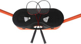 Portable Badminton Net Set Storage Box Base with 2 Battledores 2 Shuttlecocks Large, Orange