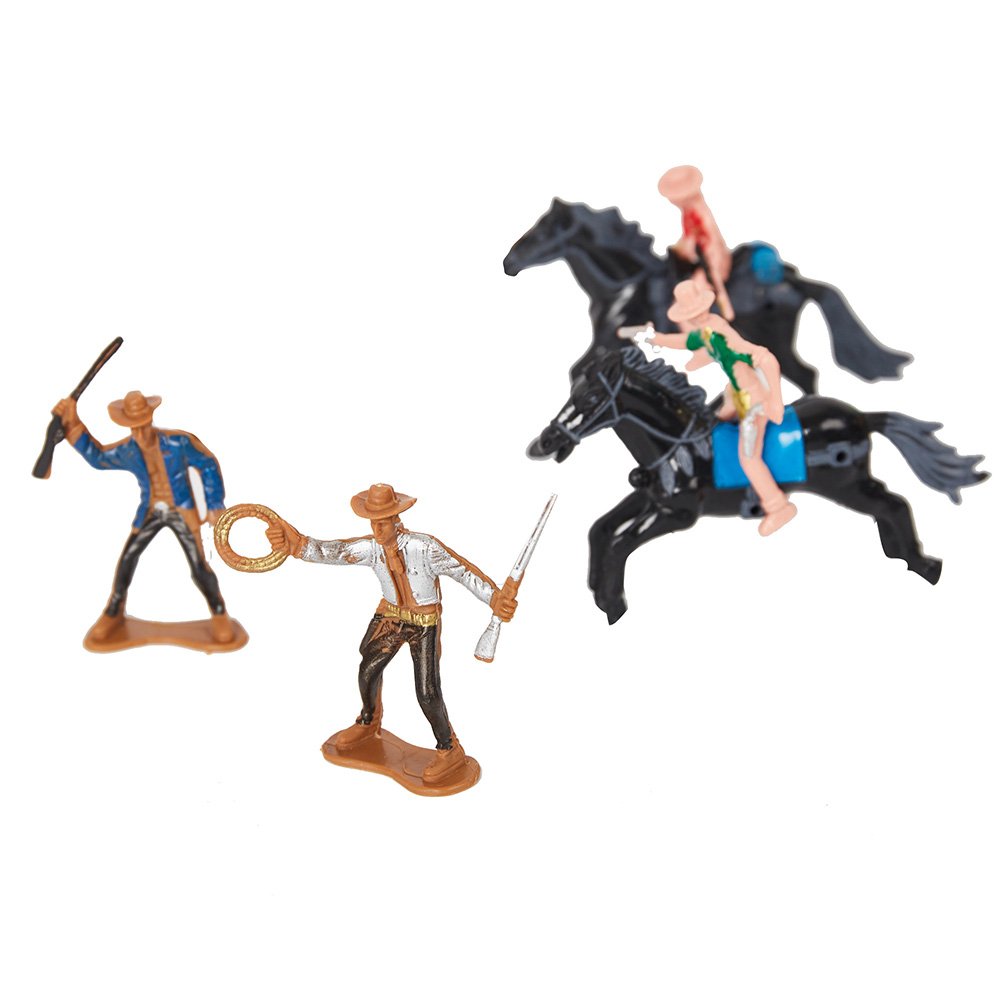 Bosonshop Wild West Cowboy and Indian Toy Plastic Figures, War Game Educational Bucket Playset Toy