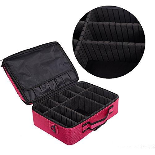 Bosonshop Middle Size Backpack Cosmetic Organizer Bag Portable Mini Makeup Train Case Black Pink
