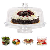 Bosonshop 6 in 1 Multifunctional Serving Platter and Cake Plate, Salad & Punch Bowl,Clear Acrylic, 12"