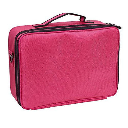 Middle Size Backpack Cosmetic Organizer Bag Portable Mini Makeup Train Case Black Pink