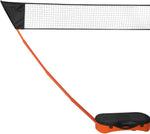 Portable Badminton Net Set Storage Box Base with 2 Battledores 2 Shuttlecocks Large, Orange