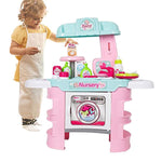 Bosonshop Kids Pretend Role Play Baby Doll Bath Table Nursery Care Playset Toy, Pink