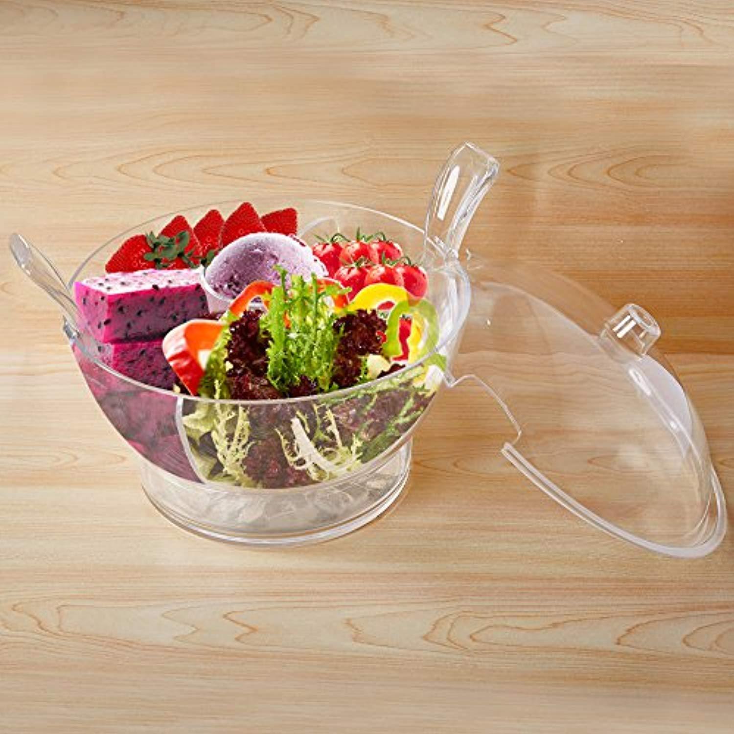 Bosonshop Serving Salad On Ice Bowl with Dome Lid and Vented Ice Chamber,Salad/Fruits/Seafood Servers