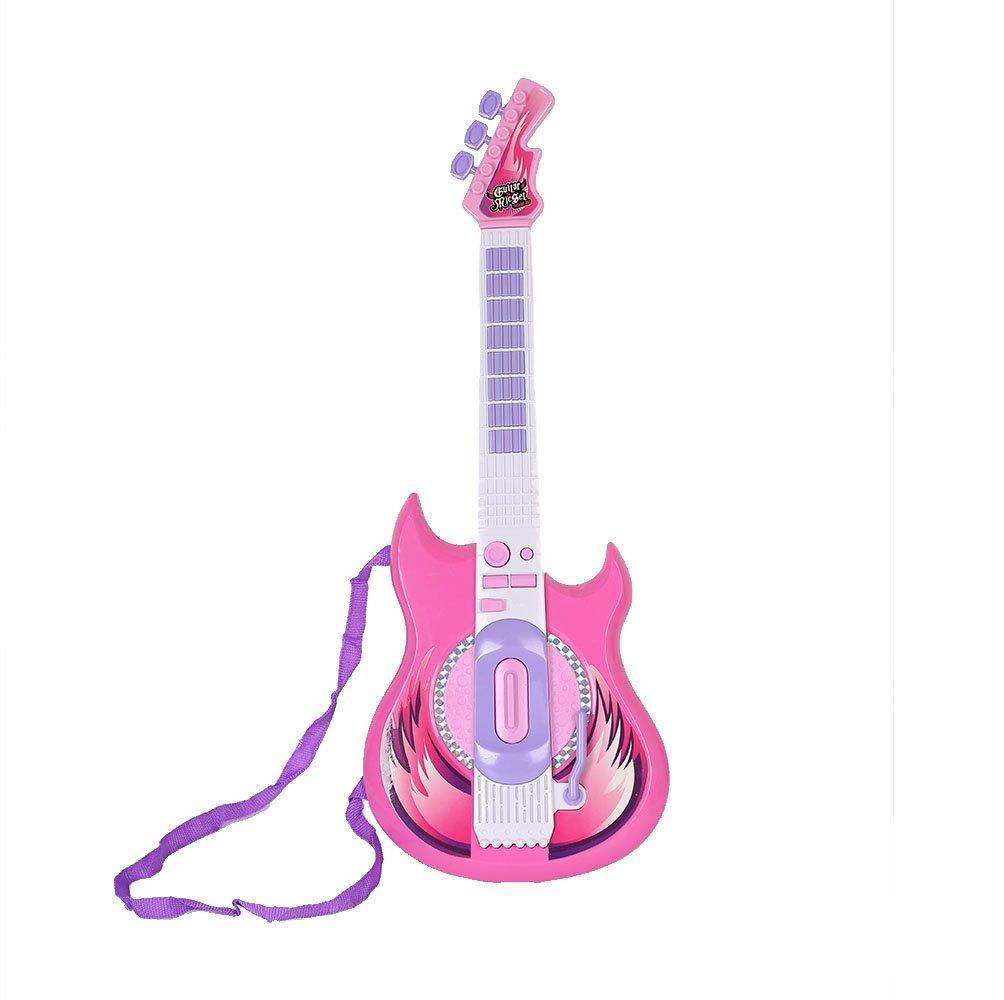 Bosonshop Kids Electric Musical Guitar MP3 Player Karaoke Microphone Play Set, Pink
