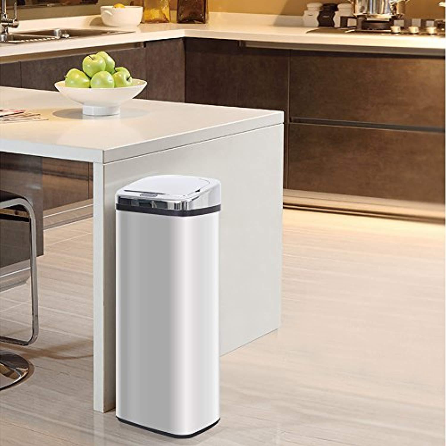 Bosonshop Automatic 13 Gallon Touchless Trash Can Garbage Bin, Stainless Steel