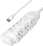 3 Outlets Extender Rotating Power Strip Surge Protector with 4 USB Ports and 6ft Heavy Duty Extension Cord Wall Mount for Home Office - Bosonshop