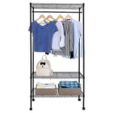 Bosonshop Garment Rack with Top and Bottom Shelves with Wheels,Black (72 inch)