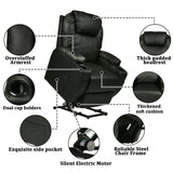 Electric Power Lift Leather Sofa Power Reclining Massage Chair for Elderly with Massage and Heat, Black - Bosonshop