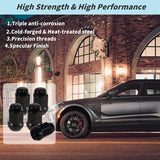 Set of 20 M12x1.5 Black Lug Nuts with Cone Seat, for Ford Focus Chevrolet Trailblazer S10 GMC Aftermarket Wheel