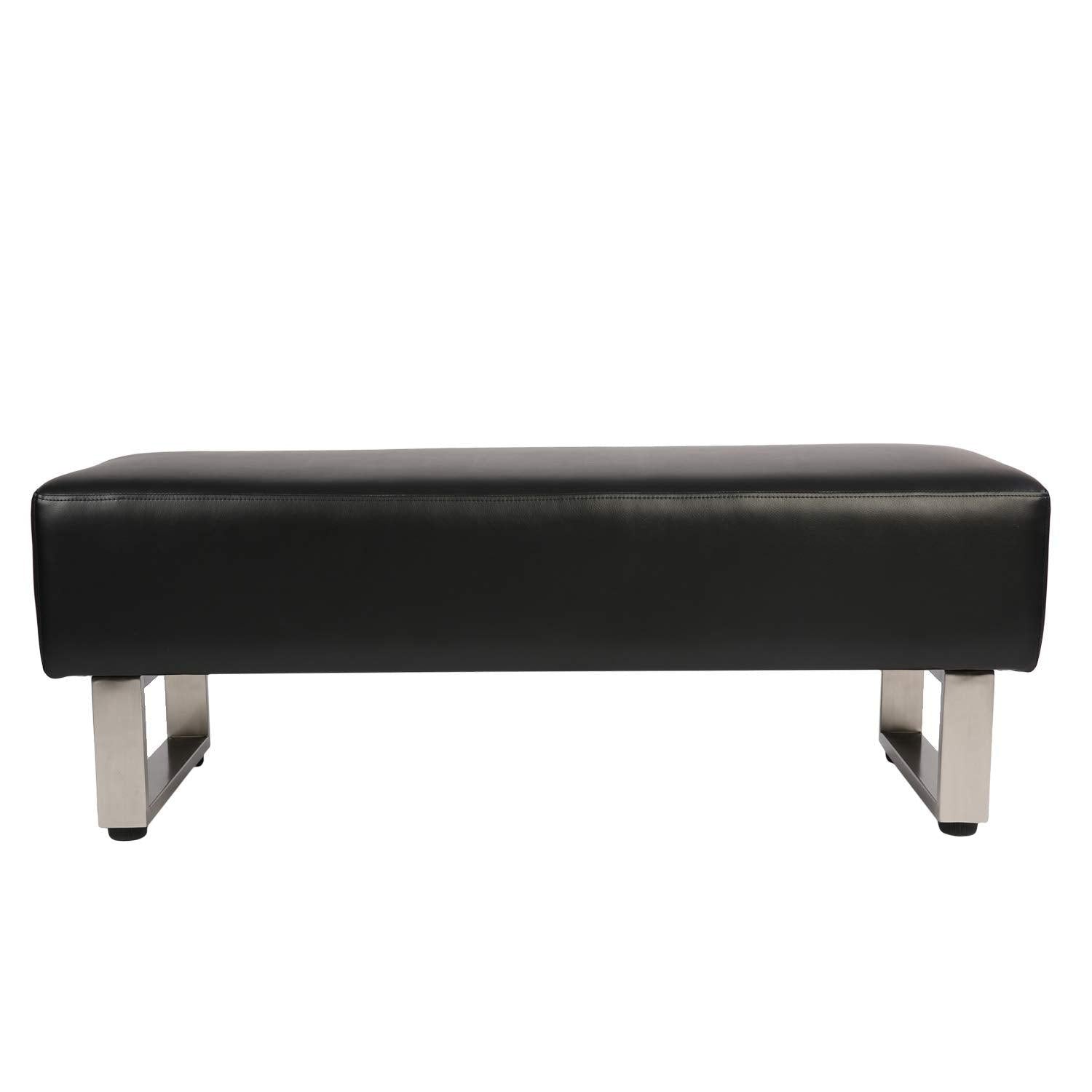 Bosonshop Modern PU Leather Dining Room Bench Upholstered Padded Seat, Black