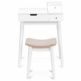 Vanity Table Set with Flip Mirror Desk Furniture Stool - Bosonshop