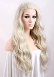 Wavy Light Ash Blonde Lace Front Synthetic Wig - Bosonshop