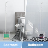 Laundry Cart Wire Basket with Rolling Clothes Garment  Rack, White