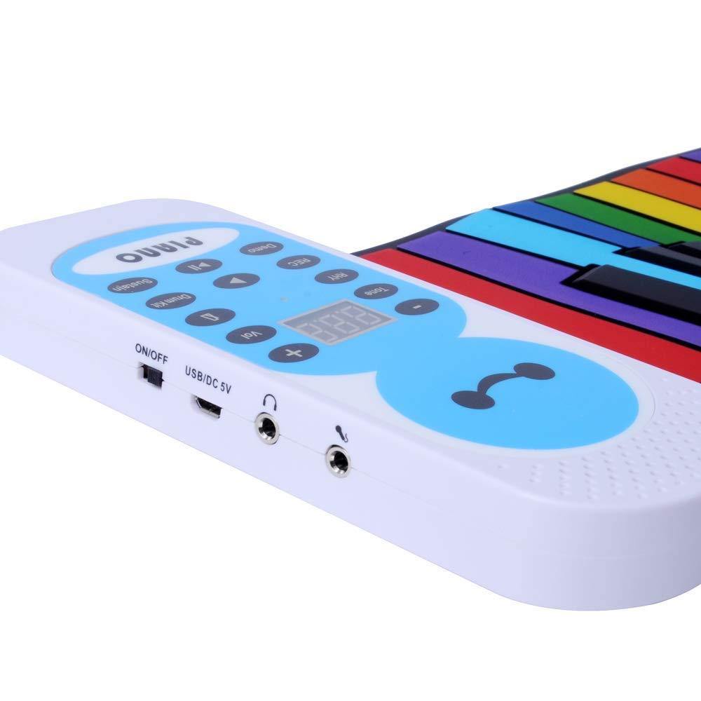 Bosonshop Travel Piano Foldable 49 Keys Flexible Soft Electric Digital Roll Up Piano Keyboard for Kids and Adults