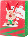 Christmas Paper Gift Bags Bulk Assortment 1 Dozen Holiday Themes Print Gift Bags with Handles 3 Sizes 4 Patterns Character - Bosonshop