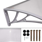 Window Door Awning Cover UV Rain Snow Protection One-Piece Polycarbonate Hollow Sheet -Gray (80" x 40") - Bosonshop