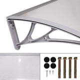 Window Door Awning Cover UV Rain Snow Protection One-Piece Polycarbonate Hollow Sheet -Gray (80" x 40") - Bosonshop