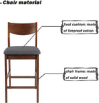 24” Counter Height Chairs Upholstered Dining Chair Bar Stools, Solid Wood Leg, Soft Cushion, Pub Height, Ergonomics Back, Set of 2 - Bosonshop