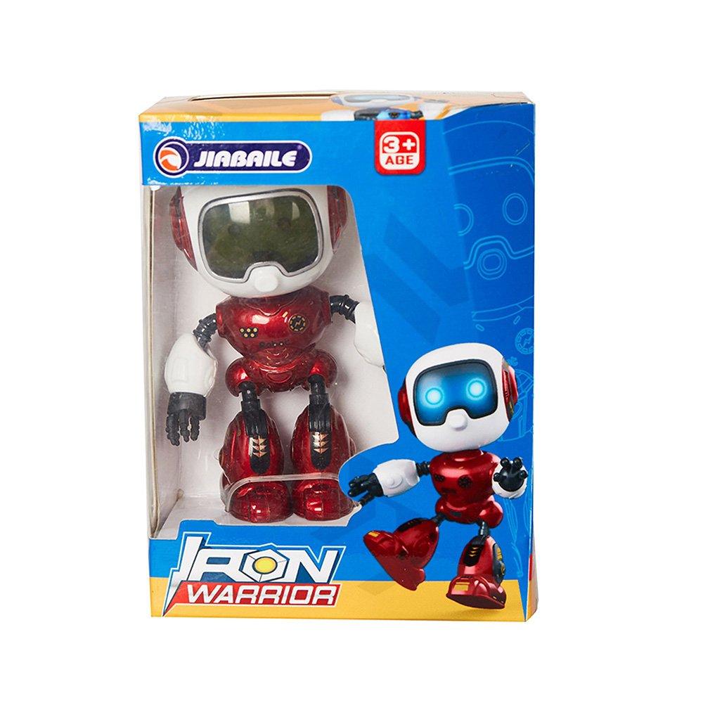 Bosonshop Mini Metal Robots for Kids,Touch-Sensitive, Voice, Music & Light ,Red Color