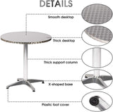 27.5" Round Aluminum Table Patio Backyard Bistro Table Anti-Rust Waterproof Outdoor Furniture, Living Room End Side Table - Bosonshop