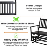 2 Person Swing Glider Chair, Wooden Garden Patio Rocking Seating Bench for Outside